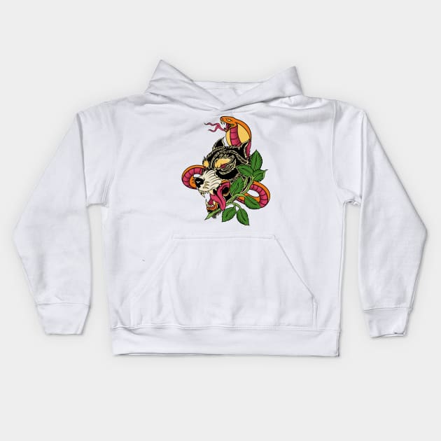 Beowulf and Snake Combo Kids Hoodie by mystiza_art